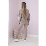 Kesi Women's set of sweatshirt with bow and leggings - dark beige | shoptok.hr