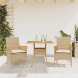 vidaXL 3-dijelni vrtni blagovaonski set s jastucima poliratan i bagrem | shoptok.hr