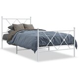 vidaXL Kovinski posteljni okvir z vzglavjem in vznožjem bel 90x190 cm | Shoptok.si
