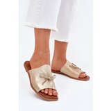 EVENTO Ladies flat sandals with decorative tie golden Norela | Shoptok.si