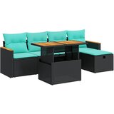  6-dijelni set vrtnih sofa s jastucima crni od poliratana bagrem | shoptok.hr