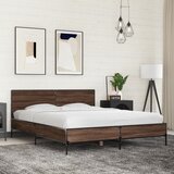 Maison Chic Posteljni okvir - Dvoposteljna postelja - Zakonska postelja rjav hrast 150x200 cm inženirski les in kovina-J14853, (21767786) | Shoptok.si