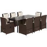  9-dijelni vrtni blagovaonski set s jastucima poliratan smeđi Smeđa 200 x 100 x 74 cm | shoptok.hr