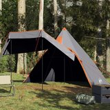 vidaXL Šotor za kampiranje tipi za 5 oseb siv vodoodporen Cene