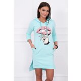 Kesi Dress with longer back and colorful print mint Cijene