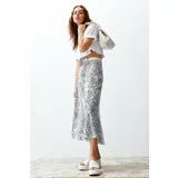 Trendyol Multicolored Animal Patterned Viscose Fabric Midi Woven Skirt