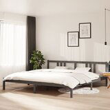 Maison Chic Posteljni okvir - Dvoposteljna postelja - Zakonska postelja siv iz trdnega lesa 200x200 cm-J5449, (21766335) | Shoptok.si