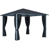 vidaXL Paviljon z zaveso 300x300 cm antraciten aluminij | Shoptok.si