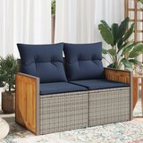  Vrtna sofa s jastucima za 2 osobe, siva, poliratan | shoptok.hr