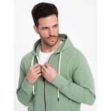 Ombre BASIC men's unbuttoned hooded sweatshirt - green | Shoptok.si