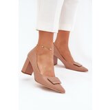 Boto Heels With Decoration Dark Beige Celira | Shoptok.si