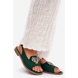 S. BARSKI Women's sandals with gold decoration eco suede S.Barski KV27-059 brown | ePonuda.com