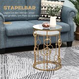  Set 2 stolića za kavu pomoćni staklene ploče Ø41x57 cm zlatni | shoptok.hr