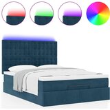  Ottoman krevet s madracima i LED diodama tamnoplavi 140x200 cm baršun | shoptok.hr