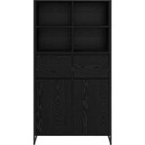 vidaXL Strani šal s predalom 2 pcs Črna Orehovina 81 x 36 x 150.5 cm | Shoptok.si