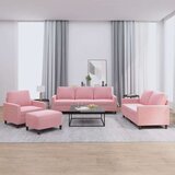  4-dijelni set sofa s jastucima ružičasti baršunasti Ružičasta s jastučićima i tabureom | shoptok.hr