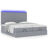 vidaXL Otomanski posteljni okvir z vzmetnicami siv 200x200 cm blago | Shoptok.si