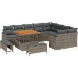  Set od 12 komada garnitura za vrt s jastučićima siva poli ratan akacija | shoptok.hr