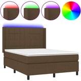  Box spring postelja z vzmetnico LED temno rjava 140x200cm blago, (20900801) | Shoptok.si