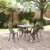 vidaXL Stilni vrtni stol od lijevanog aluminija Set od 5 Brončani Aluminij | shoptok.hr