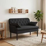  Ljubavni kauč s gumbima Crna 111 x 68 x 80 cm Tkanina | Eponuda.com