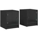 Furnova Nočna omarica s steklenimi vrati 2 kosa črna 35x37x42 cm, (21927946) | Shoptok.si