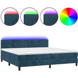  box spring s madracem LED tamnoplavi 200x200 cm baršun | shoptok.hr