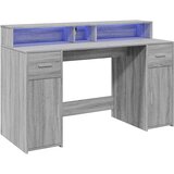  Radni stol s LED svjetlima siva boja hrasta 140x55x91 cm drveni | shoptok.hr