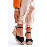 Kesi Suede Espadrilles Wedge Sandals Black Cammer