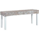  Klupa bijela 110 cm prirodni ratan kubu i masivno drvo mahagonija | shoptok.hr