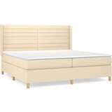  Box spring postelja z vzmetnico krem 200x200 cm blago | Shoptok.si