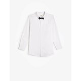 Koton School Shirt With Bow Tie Detailed Long Sleeve Cotton Classic Collar Cene