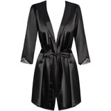 Obsessive Satinia Robe - kratka satenska halja s tangicami (črna) - L/XL | Shoptok.si
