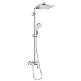 Hansgrohe Crometta E 240 Chrome tuš set: ručni tuš, usponska šipka za tuš, Isiflex crevo za tuš, držač ručnog tuša i baterija 27284000 | ePonuda.com