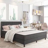 vidaXL Boxspring postelja temno sivo blago 160x200 cm Cene