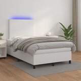 Krevet box spring s madracem LED bijeli 120x190 cm umjetna koža | Eponuda.com