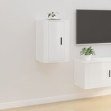 The Living Store Stenska TV omarica visok sijaj bela 40x34,5x60 cm - Stenska TV Omarica, (21375884) Cene