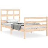 The Living Store Posteljni okvir z vzglavjem 90x200 cm trden les - Posteljni Okvir, (21523211) | Shoptok.si