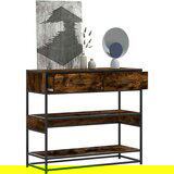 Maison Chic konzolna miza - miza ob steni dimljen hrast 90x35x80 cm inženirski les, (21785887) | Shoptok.si