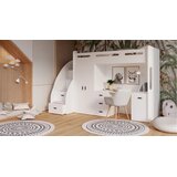 Molarem Home Drveni dječji krevet na kat Zuzia Plus s radnim stolom 200x80 cm - bijeli | shoptok.hr