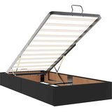 vidaXL Otomanski posteljni okvir z vzmetnico črn 100x200 cm um. usnje | Shoptok.si