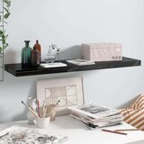  Plutajuća zidna polica visoki sjaj crna 90 x 23 5 x 3 8 cm MDF | shoptok.hr