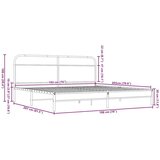 Metalni Kovinski posteljni okvir brez vzmetnice rjavi hrast 193x203 cm, (21610372) | Shoptok.si