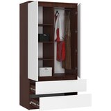 AKORD Garderobna Omara, 2 Vrata In 2 Predala, Wenge/Bela, (5000331714) | Shoptok.si