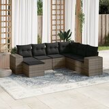 Maison Chic Seti vrtnega pohištva - Vrtna garnitura - Vrtni pohištvo set 7-delna z blazinami siv poli ratan, (21801192) | Shoptok.si