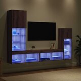 TV stenske enote z LED lučmi 4 pcs Umetni hrast Konstruiran les, (5000112723) | Shoptok.si