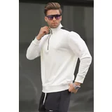 Madmext Ecru Men's Zipper Collar Basic Sweatshirt 6157