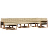 vidaXL Zunanja garnitura za sedenje z blazino 7 pcs Naravna in bež, (5000273539) | Shoptok.si
