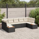 vidaXL Set vrtne garniture od 7 dijelova s jastučićima Crni poli ratan akacija | shoptok.hr