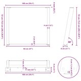  Noge za blagovaonski stol U-oblik 2 kom Prirodni čelik 100 x (72-73) cm Čelik | shoptok.hr